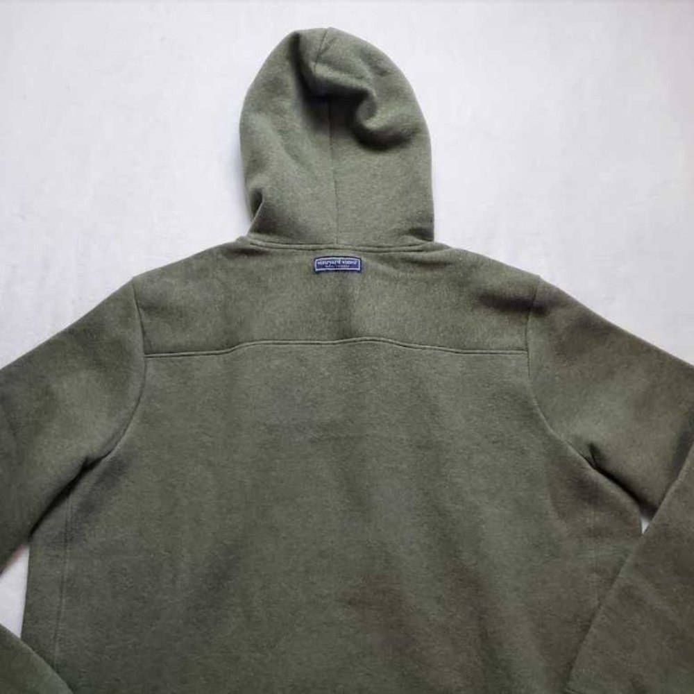NEW  XL VINEYARD VINES SALTWATER FLEECE HOODIE IN SURPLUS GREEN SWEATER - Picture 7 of 8